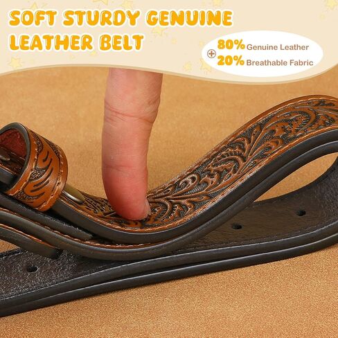 SANSTHS Kids Western Belt without Buckle Genuine Leather Boys Girls Belt Strap Cowgirl Cowboy Belts for Jeans Western Gifts in Kuwait