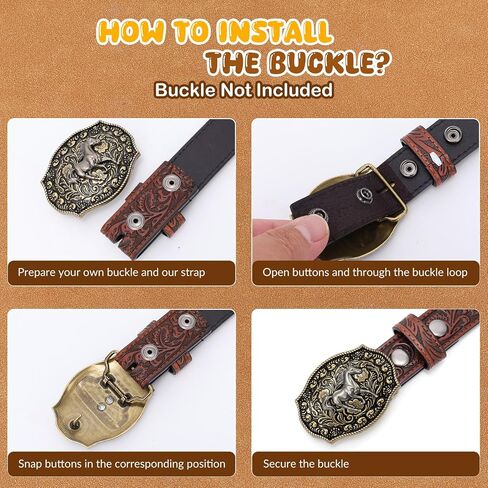 SANSTHS Kids Western Belt without Buckle Genuine Leather Boys Girls Belt Strap Cowgirl Cowboy Belts for Jeans Western Gifts in Kuwait