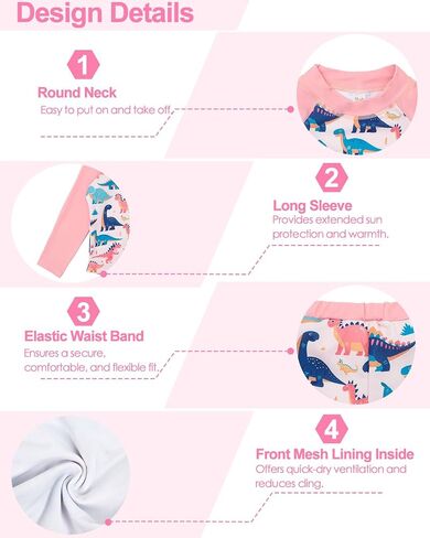 Babygoal Little Girl Rash Guard UPF 50+ ملابس سباحة قطعتين، طقم ملابس سباحة Rashguard بأكمام طويلة للفتيات من عمر 3 إلى 8 سنوات in Kuwait