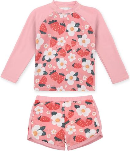 babygoal Little Girl Rash Guard UPF 50+ Swimsuit 2-Piece, Long Sleeve Rashguard Bathing Suit Set for Girls 3-8 Years in Kuwait