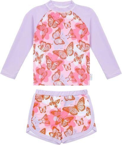 Babygoal Little Girl Rash Guard UPF 50+ ملابس سباحة قطعتين، طقم ملابس سباحة Rashguard بأكمام طويلة للفتيات من عمر 3 إلى 8 سنوات in Kuwait
