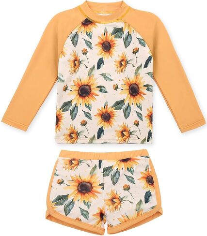 Babygoal Little Girl Rash Guard UPF 50+ ملابس سباحة قطعتين، طقم ملابس سباحة Rashguard بأكمام طويلة للفتيات من عمر 3 إلى 8 سنوات in Kuwait