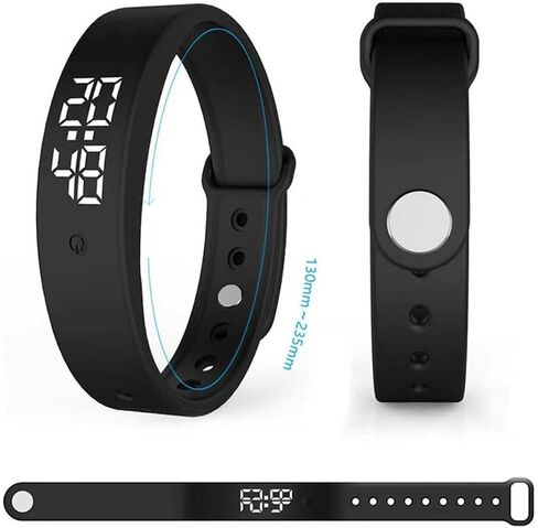 Vibrating Alarm Clock Watch for Heavy Sleepers, Silent Wake Up Bracelet & Smart Wristband, Wearable Vibration Wrist Alarm, Non-Audible Sleep Wristband for Men & Women(Black) in Saudi Arabia