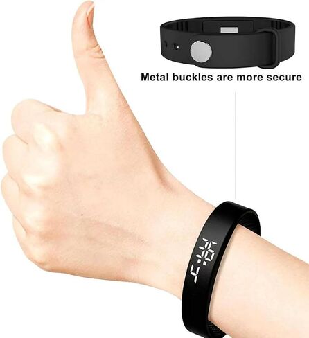Vibrating Alarm Clock Watch for Heavy Sleepers, Silent Wake Up Bracelet & Smart Wristband, Wearable Vibration Wrist Alarm, Non-Audible Sleep Wristband for Men & Women(Black) in Saudi Arabia