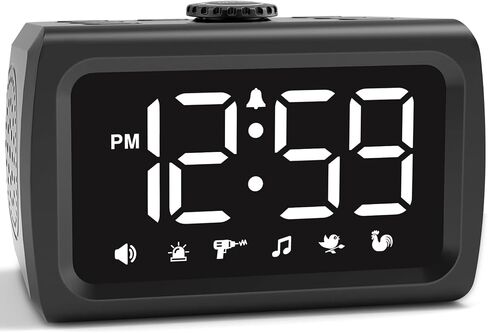 Peakeep 115dB Super Loud Alarm Clock for Heavy Sleepers, Large Display Auto/Manual Brightness for Bedroom, USB Charger, 6 Wake-up Sounds Battery Backup for Teens Shift Workers Oversleeping Fix in Saudi Arabia