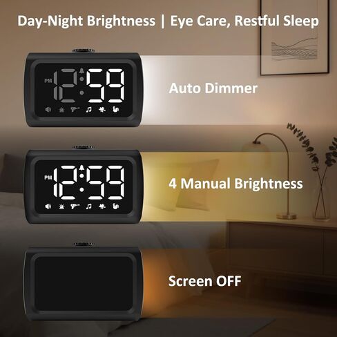Peakeep 115dB Super Loud Alarm Clock for Heavy Sleepers, Large Display Auto/Manual Brightness for Bedroom, USB Charger, 6 Wake-up Sounds Battery Backup for Teens Shift Workers Oversleeping Fix in Saudi Arabia