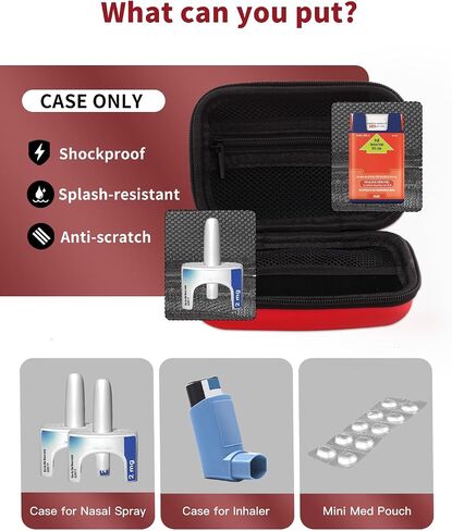 Red Hard Shell Storage Case Compatible Fits 2 Auvi Q Epi Pens or 2 Neffy Nasal Spray, Bright Visible Compact neffy Carrying case for Allergy Patients in Saudi Arabia