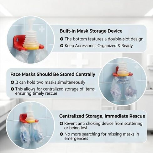طقم تثبيت على الحائط قطعة واحدة لجهاز إنقاذ الاختناق LifeVac - حامل تخزين للطوارئ بتصميم سريع التحرير، سهل التركيب للمكتب المنزلي والمدرسة in Kuwait