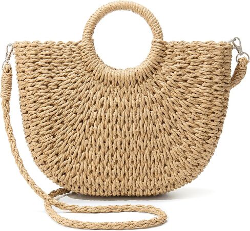 Summer Straw Beach Tote Bag for Women,Crossbody Bags Boho Purse,Handmade Straw Rattan Woven Handbag for Travel 2026 in Saudi Arabia