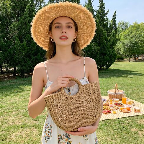 Summer Straw Beach Tote Bag for Women,Crossbody Bags Boho Purse,Handmade Straw Rattan Woven Handbag for Travel 2026 in Saudi Arabia