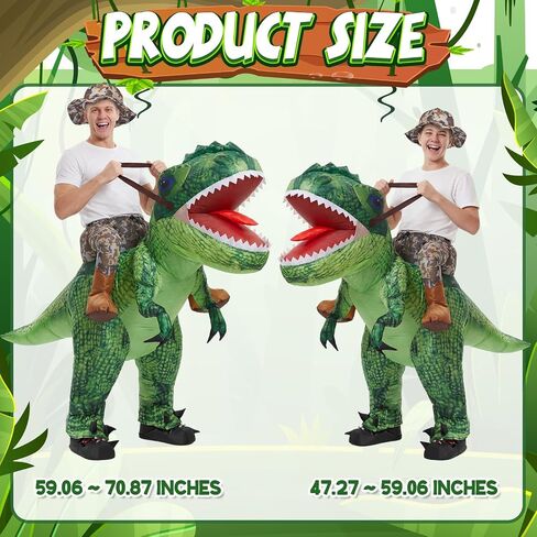 Capoda 2 Pcs Inflatable Riding Dinosaur Costume Adults Family Blow up Riding T Rex Cosplay Suits with Built-in Blower Funny Dinosaurs Theme Costume Set for Halloween Birthday Party Cosplay in Kuwait