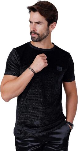 Barabas Men's Glittery Sparkle Crew-Neck T-Shirt ST702 in Saudi Arabia