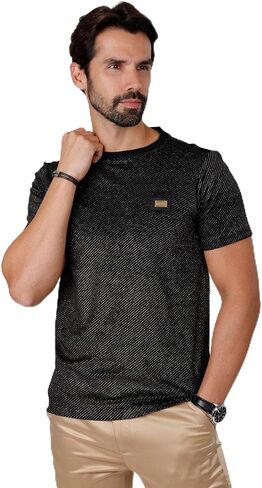 Barabas Men's Glittery Sparkle Crew-Neck T-Shirt ST702 in Saudi Arabia