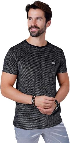 Barabas Men's Glittery Sparkle Crew-Neck T-Shirt ST702 in Saudi Arabia