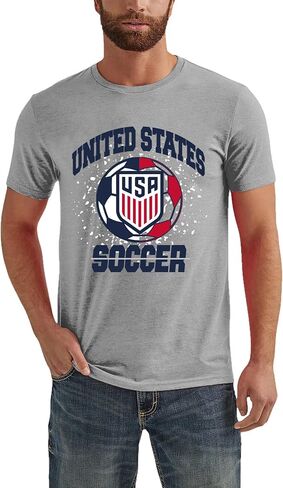 US Soccer Men's Big and Tall Graphic T-Shirt | USMNT Short Sleeve Crewneck, 100% Cotton in Saudi Arabia