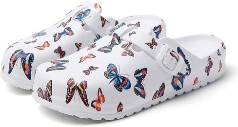Eliogn Women’s Garden Clogs with Print, Waterproof Slip Resistant Work Clogs, Lightweight EVA Slip-On Mules, Cushioned Comfortable Shoes for Nurse, Chef, Kitchen, Beach in Saudi Arabia
