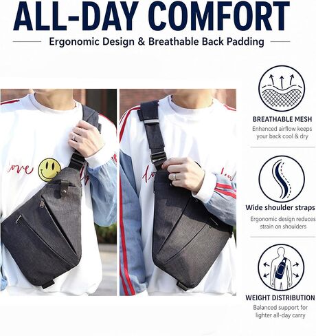 Simplify Living Anti Theft Crossbody Bag: Made of Oxford Fabric, Featuring an Adjustable Shoulder Strap, Water-Resistant and Machine-Washable, Perfect for Daily Commuting. in Saudi Arabia