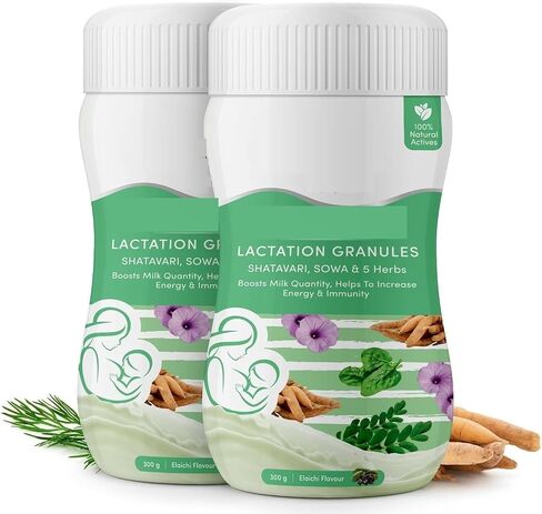 SS 300g Pack of 2 Lactomama Lactation Granules for Breast MilkEach| Increases Milk Supply | with Herbs Like Shatavari, Sowa & 5 Herbs | 2 Scoops Per Serving with Milk - Elaichi in Kuwait