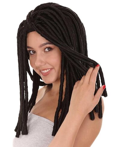 Long Black Dreadlock Womens Wig | Dramatical Halloween Wig | Breathable Capless Cap Handcrafted Wig in Saudi Arabia