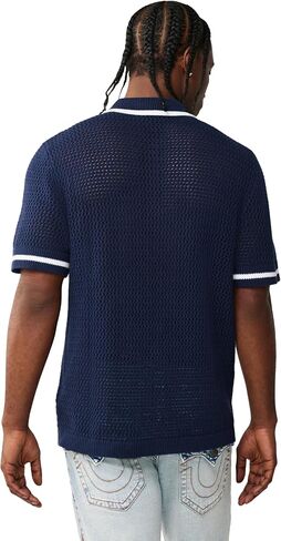 True Religion Men’s Short Sleeve TR Crown Logo Knit Shirt – Soft Cotton, Classic Fit, Logo Graphic in Kuwait