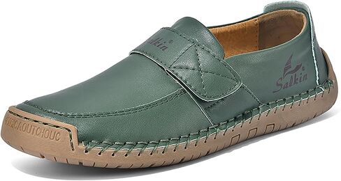 Women's Leather Handmade Penny Loafers with Hook and Loop Casual Comfortable Soft Sole Flat Moccasins Lightweight Outdoor Anti Slip Driving Walking Shoes in Saudi Arabia