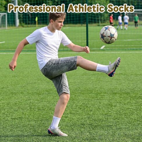 10 Pair Kids Grip Soccer Socks Bulk Non Slip Socks for 6-12 Years Old Boys Girls Kids Football Basketball Athletic Sports Sock in Kuwait