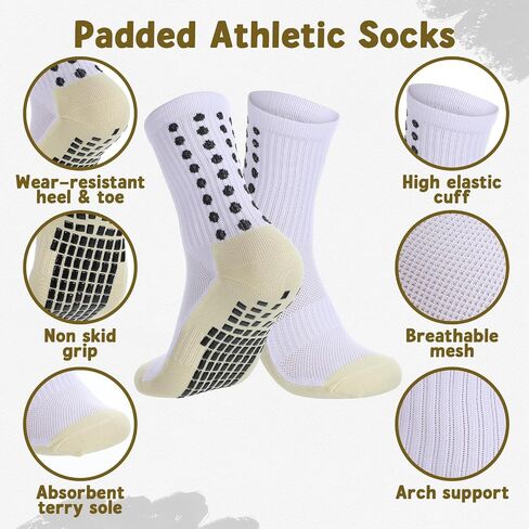 10 Pair Kids Grip Soccer Socks Bulk Non Slip Socks for 6-12 Years Old Boys Girls Kids Football Basketball Athletic Sports Sock in Kuwait
