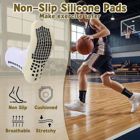 10 Pair Kids Grip Soccer Socks Bulk Non Slip Socks for 6-12 Years Old Boys Girls Kids Football Basketball Athletic Sports Sock in Kuwait