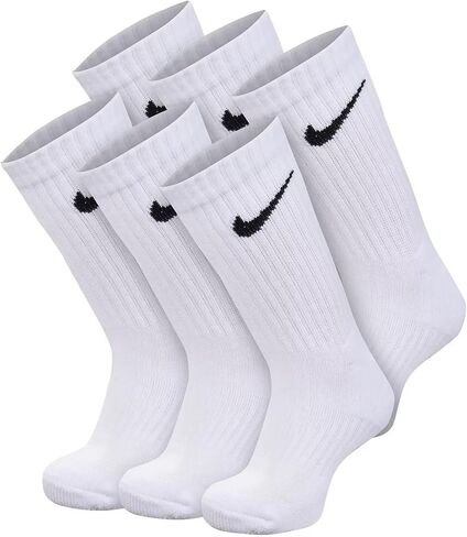 Nike Kids' Performance Cushioned Crew Training Socks (6 Pair) (White/Black in Kuwait