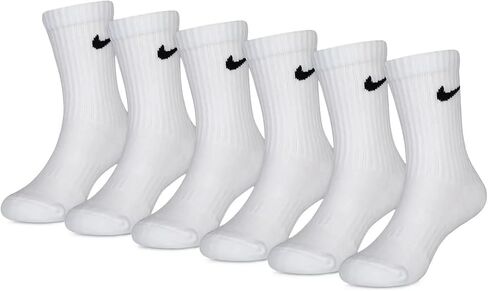 Nike Kids' Performance Cushioned Crew Training Socks (6 Pair) (White/Black in Kuwait
