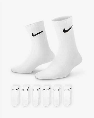 Nike Kids' Performance Cushioned Crew Training Socks (6 Pair) (White/Black in Kuwait