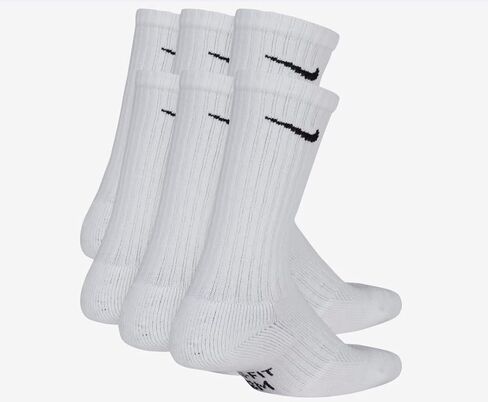 Nike Kids' Performance Cushioned Crew Training Socks (6 Pair) (White/Black in Kuwait