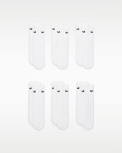 Nike Kids' Performance Cushioned Crew Training Socks (6 Pair) (White/Black in Kuwait