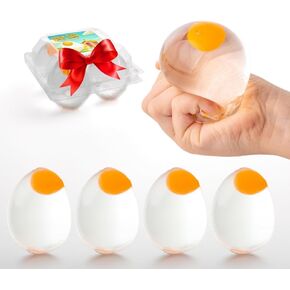 Namre' Funky Egg Splat Ball Squishy Toys | 4 Pack | Stress Relief Eggs Yolk Balls Squishies Fun Toy for Children | Anxiety Reducer Sensory Play | Tension Relief for Adults Autism & ADHD