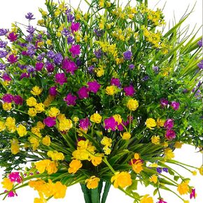 12 Bundles Artificial Flowers for Outdoors, UV Resistant No Fade Faux Plastic Shrubs Greenery Plants for Garden Patio Porch Window Box Home Indoor Farmhouse Hanging Planter Décor (Country Garden)