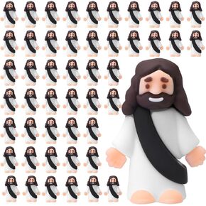 Sumind 50 Pcs Little Jesus Figures Original Design Miracle Mini Pocket Jesus to Hide and Seek Easter Egg Filling Religious Party Favors Sunday School Baptism Gifts(Purple)