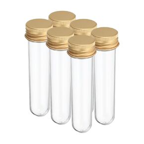 PATIKIL 30ml Plastic Test Tubes with Screw Caps, 6Pcs 109x24mm Tubes for Scientific Party Decoration Candy Bead Storage Bath Salt Lab Use, Black