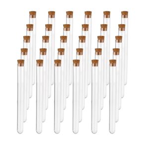 30 Covered Plastic Test Tubes - Small Plastic Tubes, 20ml Transparent Plastic Tubes with Cork Stoppers, Small Transparent Plastic Tube Containers for Solid and Liquid Storage (30, 16mm*150mm)