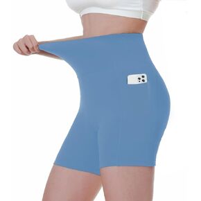 SPACEVIKING 6" Womens Biker Shorts High Waisted Tummy Control Yoga Shorts Spandex Workout Athletic Gym Shorts with Pockets