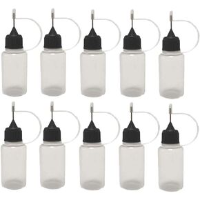 AKOAK 12 Pcs Plastic Squeezable Tip Applicator Bottle,Dropper Bottles with Needle Tip Caps for Glue/Liquid/Oil,Capacity 30ml (Black cap)