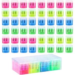 48 قطعة من مبراة الأقلام اليدوية ذات الفتحات المزدوجة مع غطاء، مبراة أقلام ملونة للأطفال والكبار، مبراة أقلام محمولة للسفر والمكتب المدرسي in Kuwait