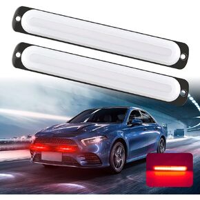 Teguangmei 12LED Emergency Strobe Flashing Lights, 2x Blue Ultra-Thin Surface Mount LED Beacon Hazard Warning Construction Caution Light Bar for Off Road Firefighter Vehicles Truck Trailer SUV ATV