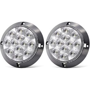 Meerkatt 4 Inch Round Tail Lights Turn Signal Amber Lights 12 LED Durable Lorry Truck Bus Tractor Car 12V DC Shockproof Waterproof / 2 Pcs.