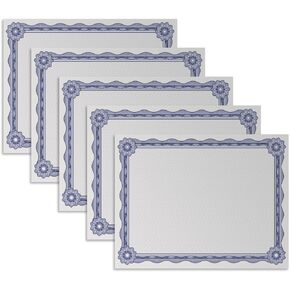 50 Sheets Certificate Paper 8.5 x 11 for Printing, Customizable Blank Award Certificates, 140GSM Diploma Paper with Border for Graduation, Achievement Award, Recognition Document, Navy Blue