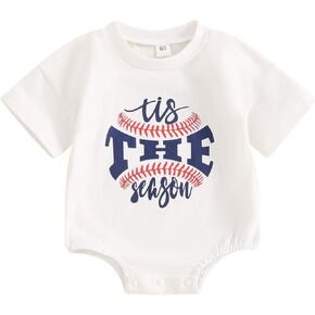 Baby Baseball Outfit Boy Girl Bubble Romper Short Sleeve Baseball Shirt Bodysuit Newborn Infant Summer Clothes