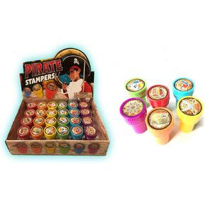 HOWBOUTDIS Pirate Party Supplies - 24 Pieces - 1.4 inch Colorful Pirate Stampers - Party Favor - Activity - Craft Time - Stocking Stuffer