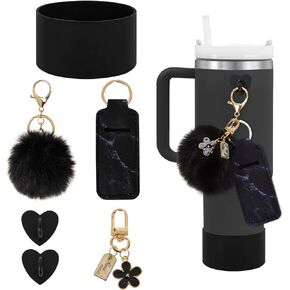 Aimery Siliocne Water Bottle Boots Cover + Keychain Hook Charms + Lipstick chapstick Holder for Stanley Cup Tumbler 40oz, Water Bottle Accessories Decoration
