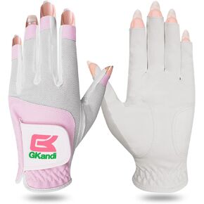 Golf Gloves Women Pair Both Hands Half Finger All Weather Grip Non Slip Mesh Cool Breathable Womens Glove Gift for Ladies Girls Summer Practice