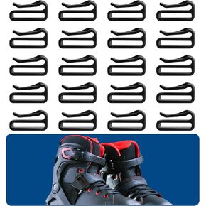 20 Pack Snowshoe Strap Clips - 0.8 inch Ski Boot Wraps Buckle - Multipurpose Snowshoes Replacement Clips for Women Men Youth Kids Snowshoe Bindings