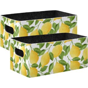 Emelivor Black Sunflowers Storage Basket Bins Set (2pcs) Felt Collapsible Storage Bins with Dual Handles Foldable Storage Baskets Boxes for Kids Toys Pet Toy Books Clothes Closet Cabinet Organise